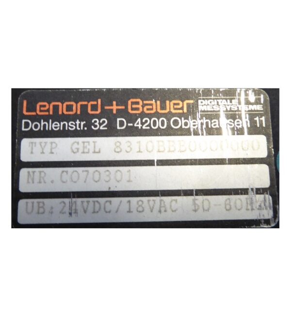 This Gel 8310BBB0000000 positioning controller made by Lenord + Bauer is designed to control up to 3 axes. The input Voltage is 24VDC / 18VAC 50-60Hz. The mating connectors and mounting clips are included.